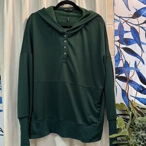 NWT Green Funlingo Performance Hooded Polyester Blend Long Sleeve Pullover XXL